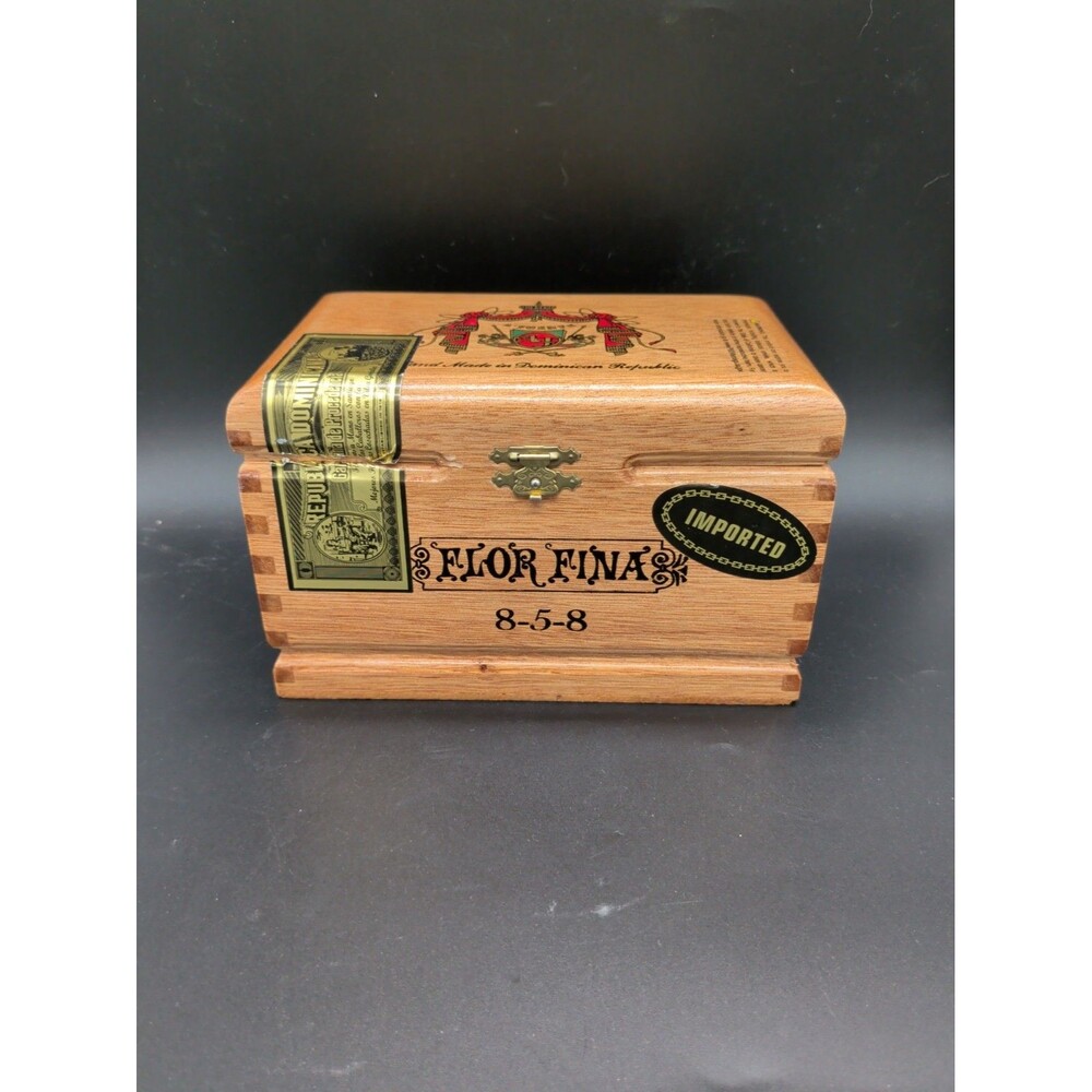 Empty Wood Cigar Box Arturo Fuente Flor Fina 8-5-8 Maduro Dominican Republic